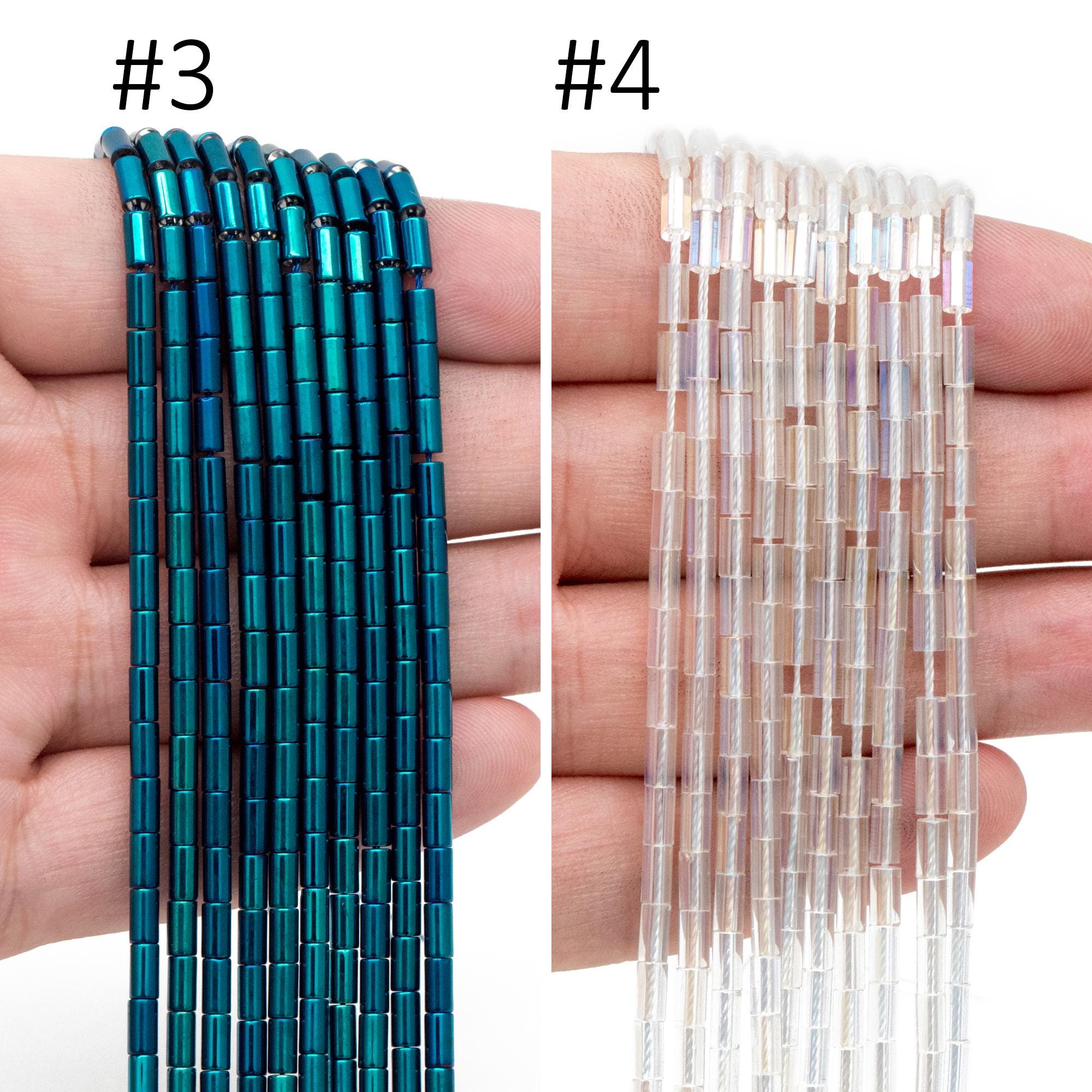 70pcs Sparkly Tube Glass beads 5x3mm, Crystal Stick beads, Multi Smooth Colors to Choose (TS-135)